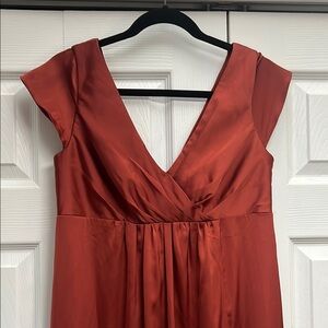 Azazie Orange A-line Dress with Flutter Sleeves and V-neck for Cocktail